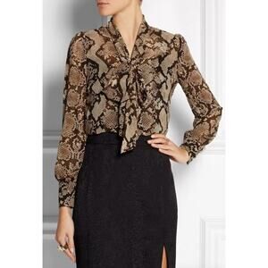 Altuzarra x Target Python Print Georgette Bow Blouse Size Small Neutral Trendy